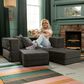 Jaxx Zipline 3-Piece Stationary Convertible Sleeper Loveseat in Charcoal Velvet, , large