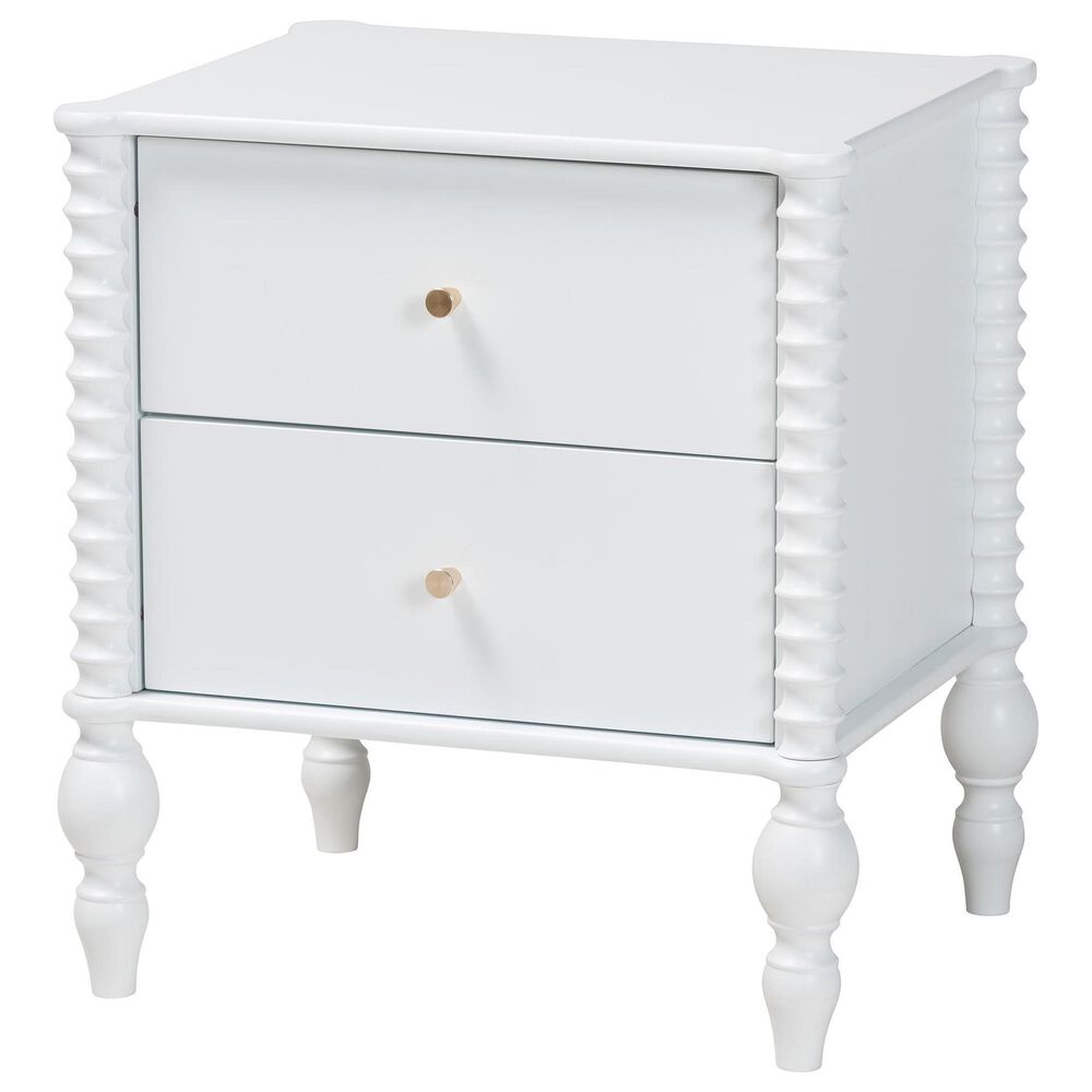 Baxton Studio Callison 2-Drawer Nightstand in White, , large