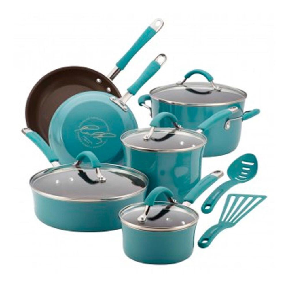 Rachael Ray Cucina Hard Enamel Nonstick 12-Piece Cookware Set in Agave Blue, , large