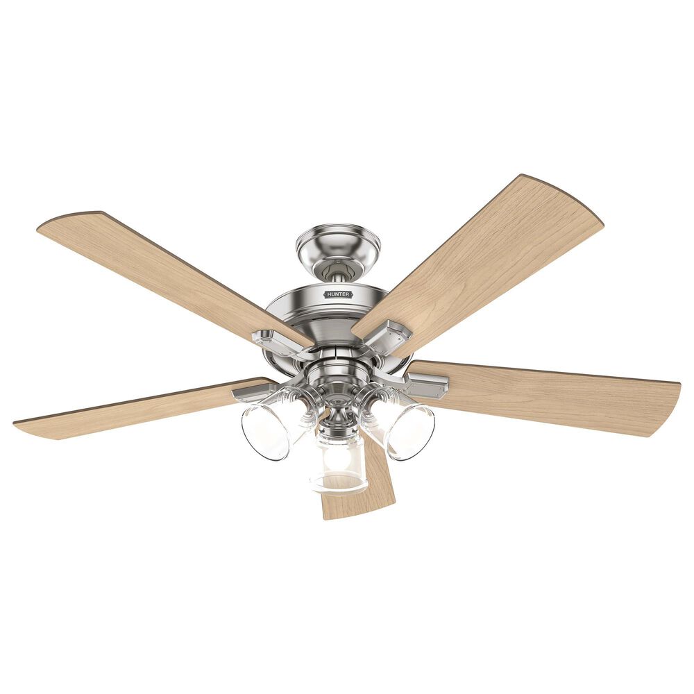 Hunter Crestfield 52&quot; Remote Ceiling Fan with LED Lights in Brushed Nickel, , large