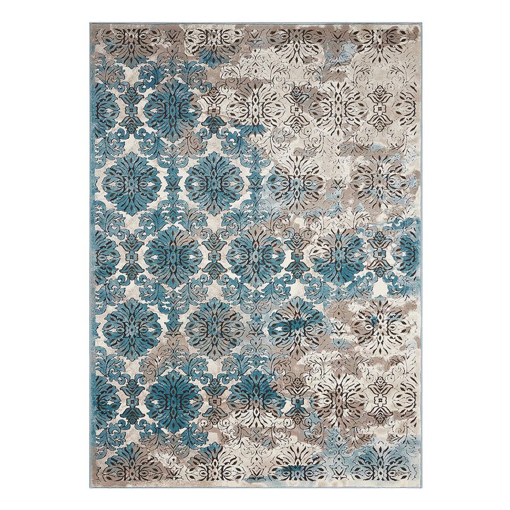 Nourison Karma KRM05 5"3" x 7"4" Ivory and Blue Area Rug, , large