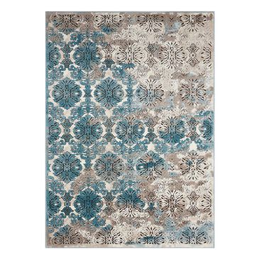 Nourison Karma KRM05 5"3" x 7"4" Ivory and Blue Area Rug, , large