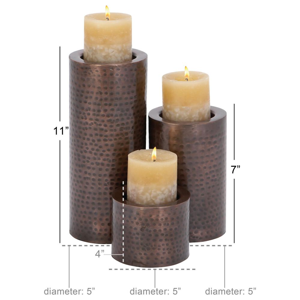 Maple and Jade Handmade Pillar Candle Holder in Polished Brown &#40;Set of 3&#41;, , large