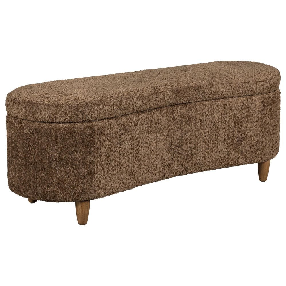 Hampton Park Bailey Boucle Flip Top Storage Bench in Chocolate, , large