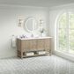 James Martin Vanities Breckenridge 60" Single Bathroom Vanity in Whitewashed Oak with Single Hole 3 cm White Zeus Quartz Top and Rectangular Sink, , large