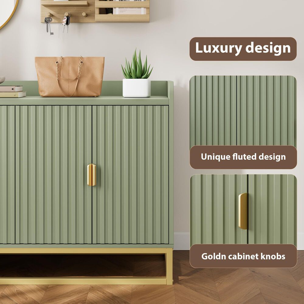 GARVEE 47.2" Sideboard Buffet Cabinet with Adjustable Shelves in Matt Gray Green, , large