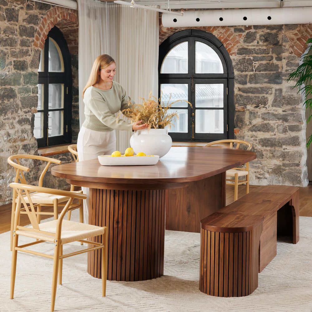 Transformer Table Round Dining Bench in Royal Walnut, , large