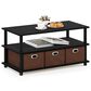 HOMLUX 2-Tier Turn-N-Tube Coffee Table with Bin Drawers in Black Oak, , large
