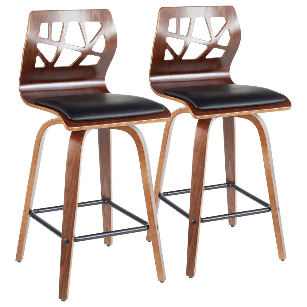 Lumisource Folia Counter Stool in Black, Walnut and Black (Set of 2), , large