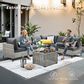 HOMLUX 7-Piece Patio Conversation Set in Black, , large