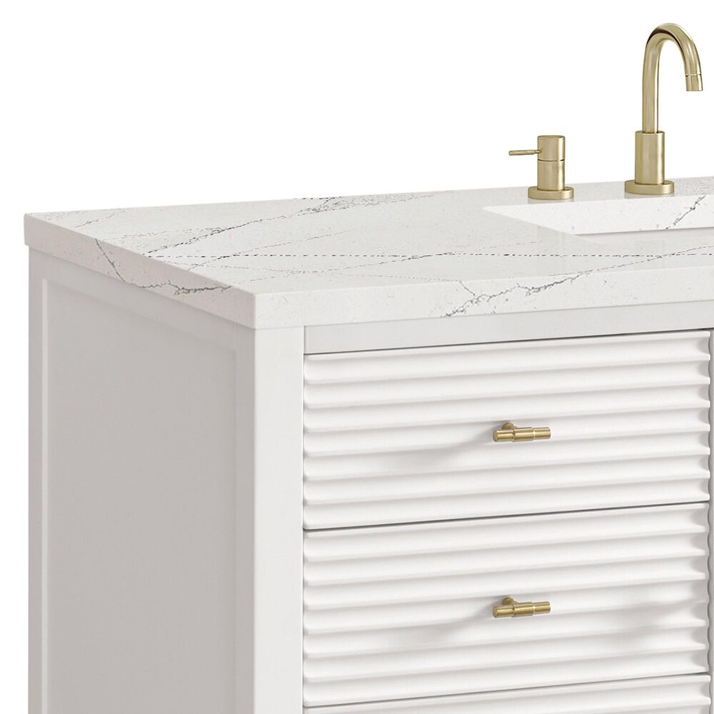 James Martin Vanities Myrrin 48&quot; Vanity in Bright White with 3 cm Ethereal Noctis Quartz Top, , large