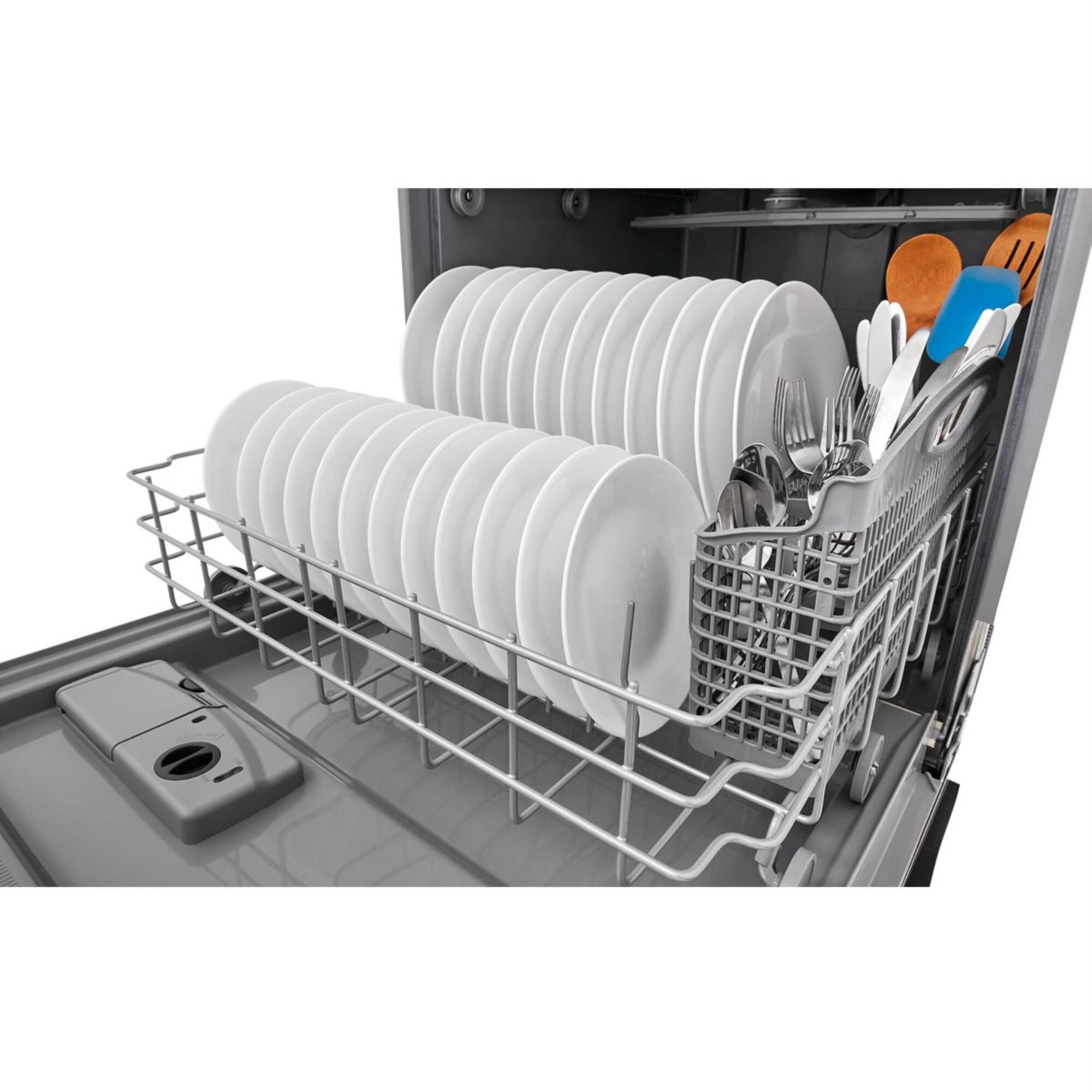 built in dishwasher with cutlery tray