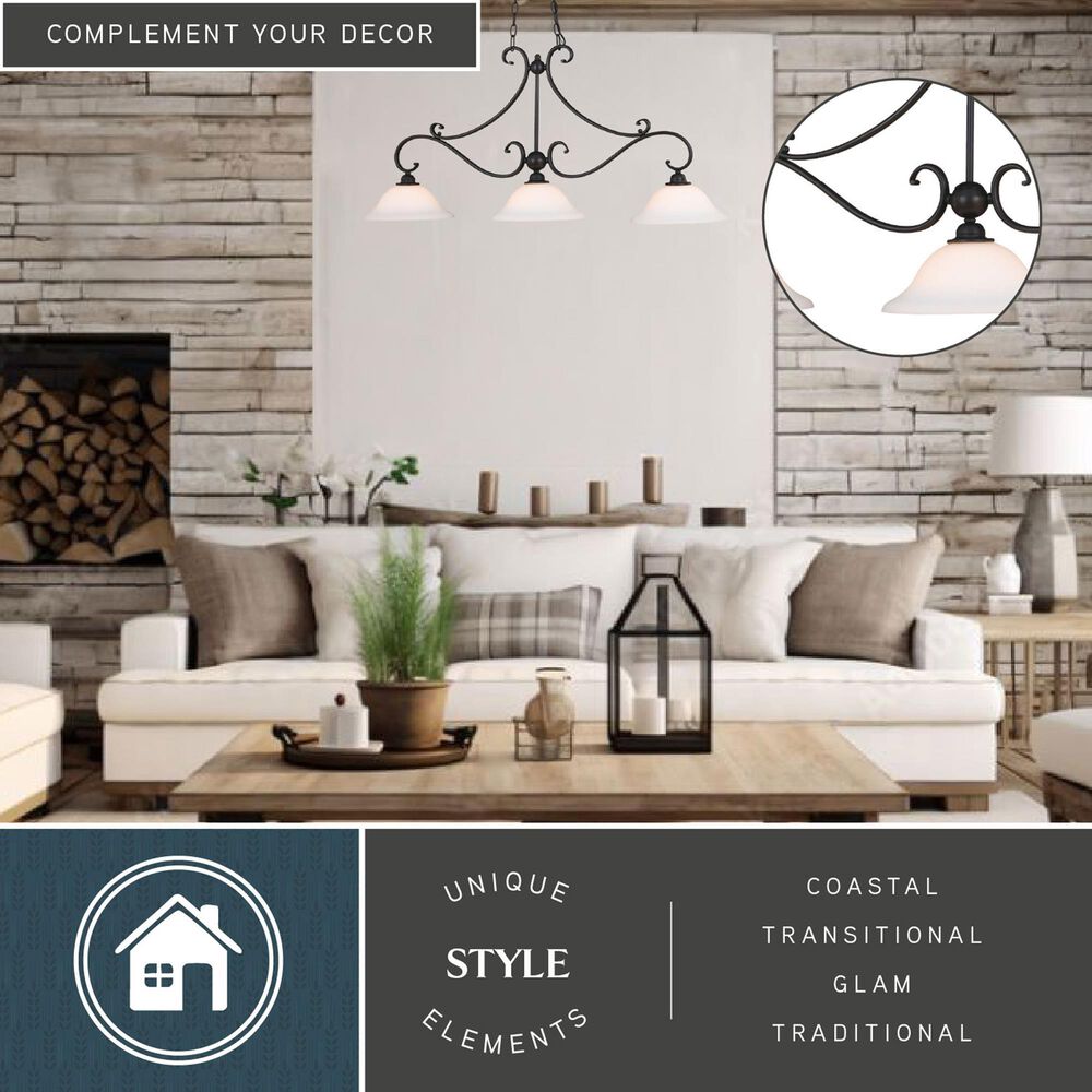 Vaxcel Monrovia 3-Light Linear Chandelier in Oil Rubbed Bronze, , large