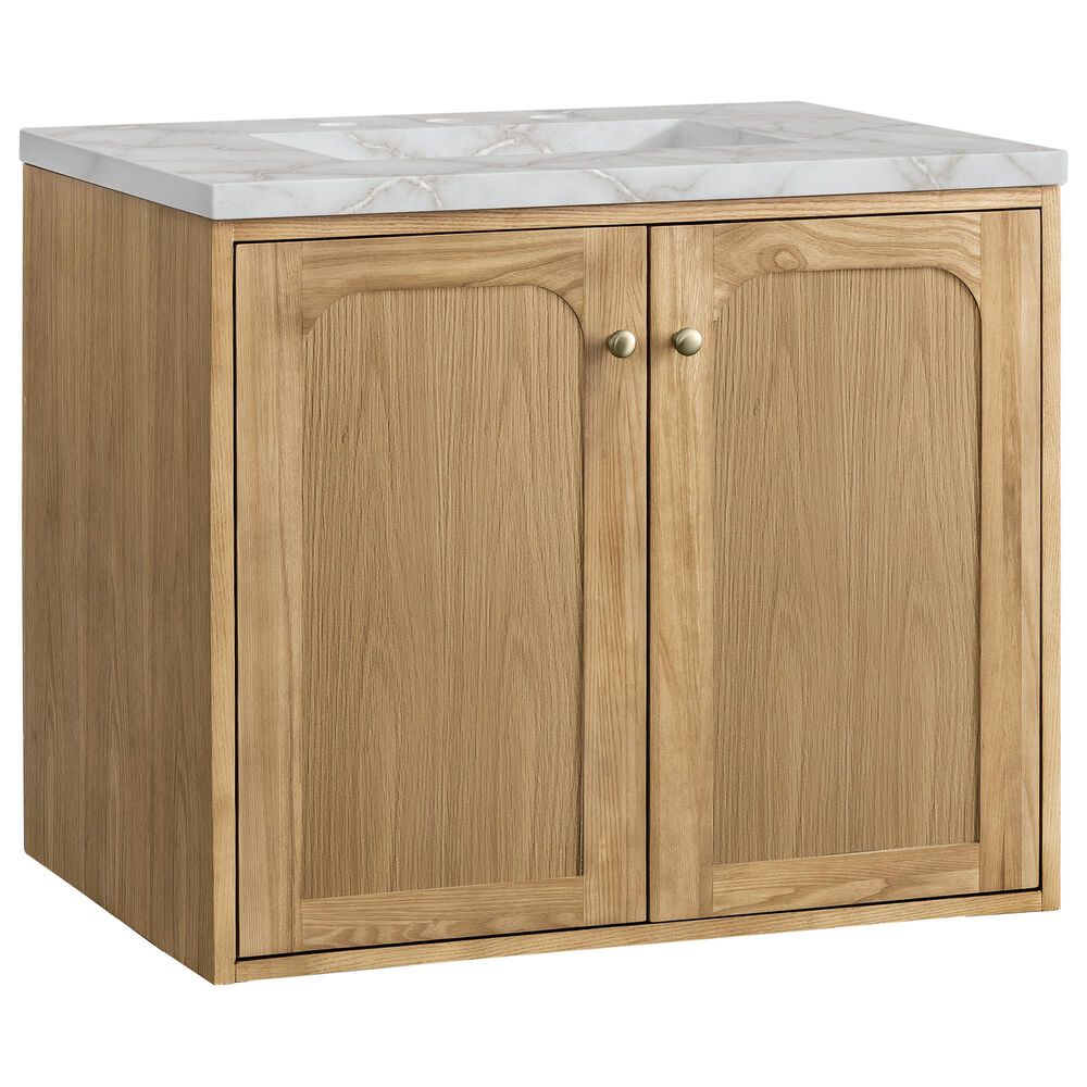 James Martin Vanities Laurent 30" Single Bathroom Vanity in Light Natural Oak with 3 cm Victorian Silver Quartz Top and Rectangular Sink, , large