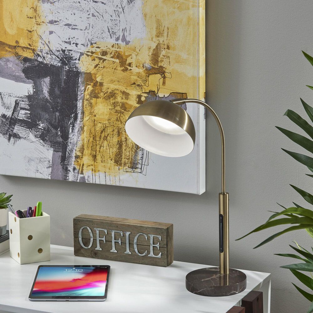 37B Bolton LED Desk Lamp with Smart Switch in Antique Brass and Brown, , large