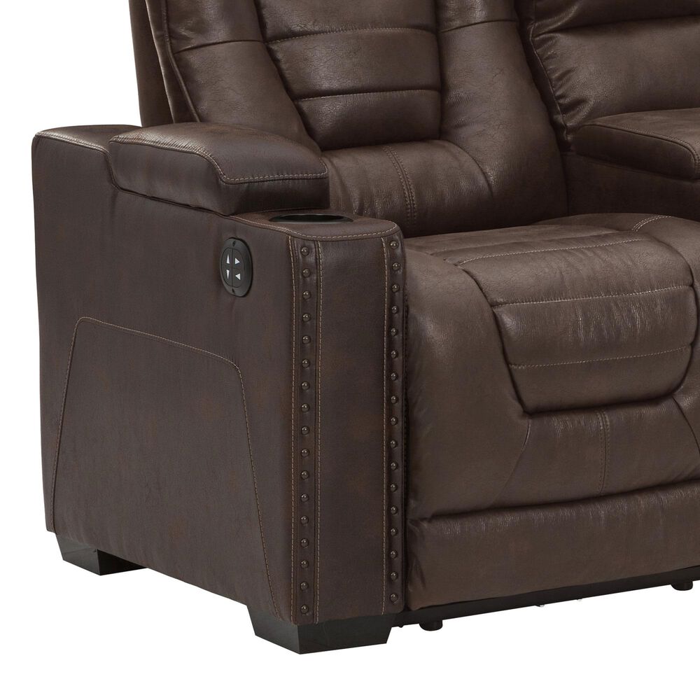 Ashley Owner&#39;s Box Power Reclining Loveseat with Console in Thyme, , large