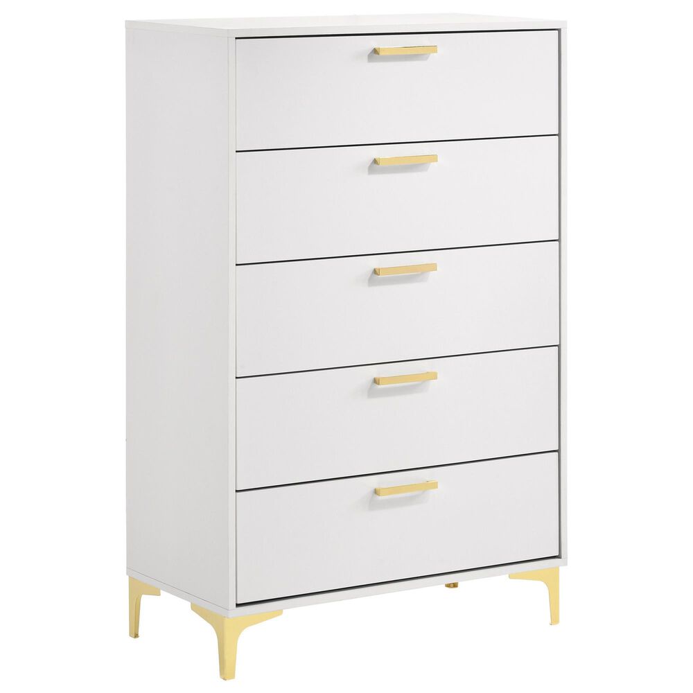 Pacific Landing Kendall 5-Drawer Chest in Gold and White, , large