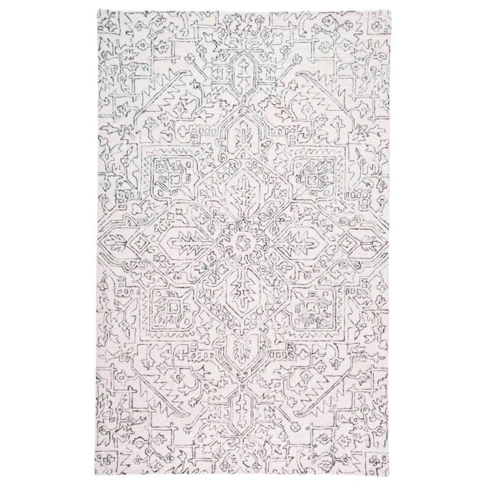 Feizy Belfort 5" x 8" Ivory and Charcoal Area Rug, , large
