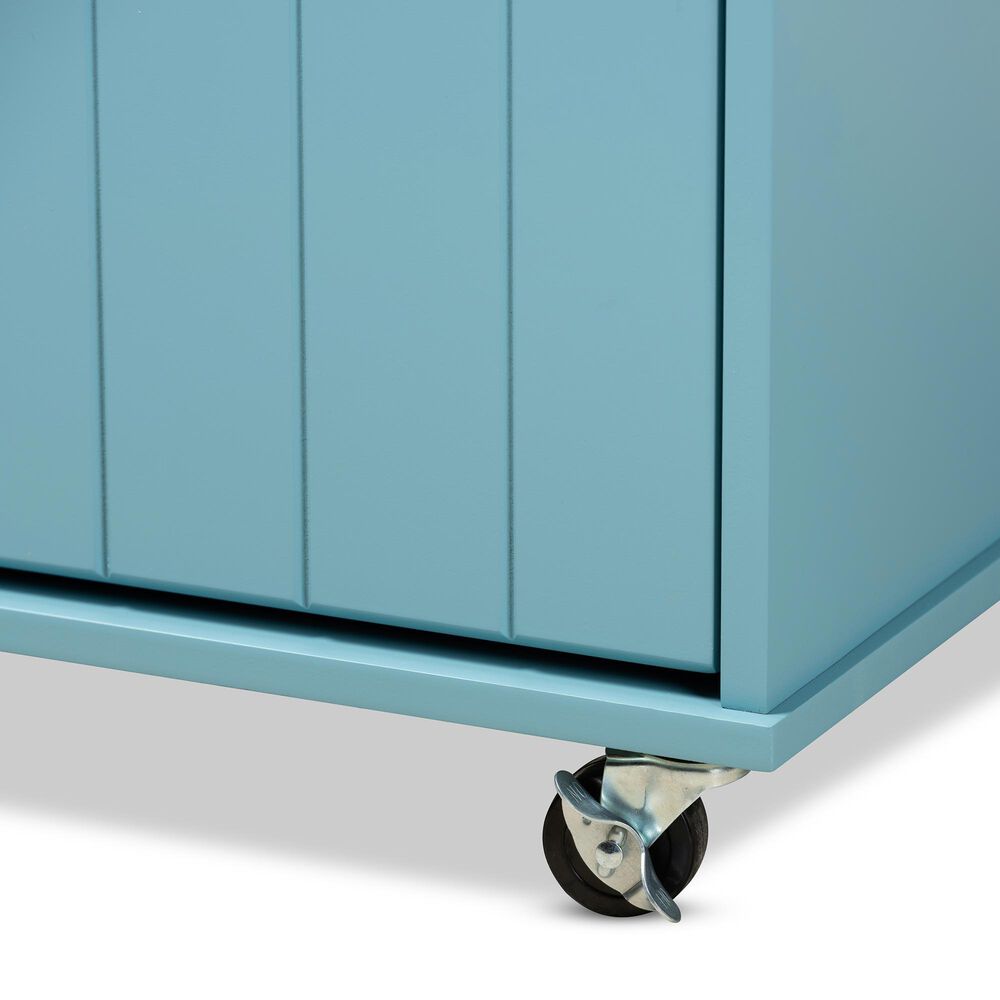 Baxton Studio Liona Kitchen Storage Cart in Blue/Natural, , large