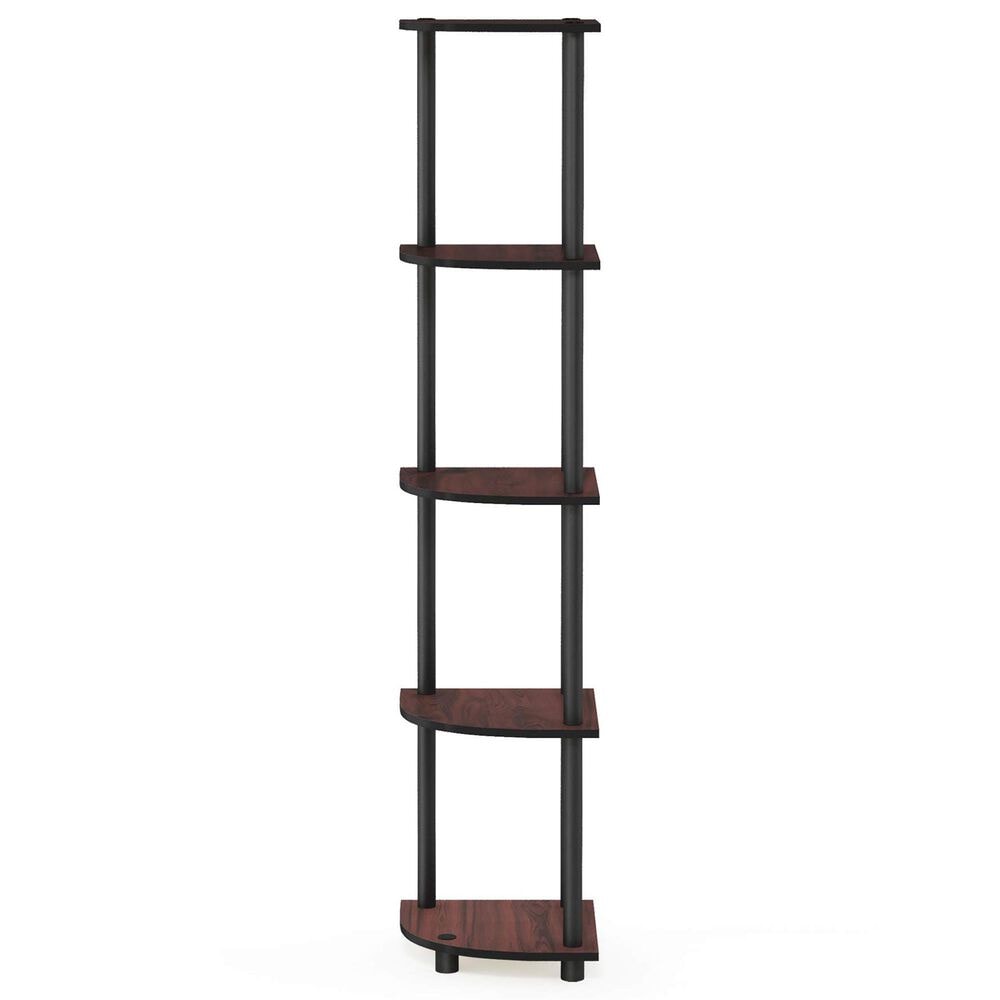HOMLUX 5-Tier Modern Tall Corner Open Bookshelf in Dark Cherry and Black, , large