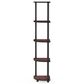HOMLUX 5-Tier Modern Tall Corner Open Bookshelf in Dark Cherry and Black, , large