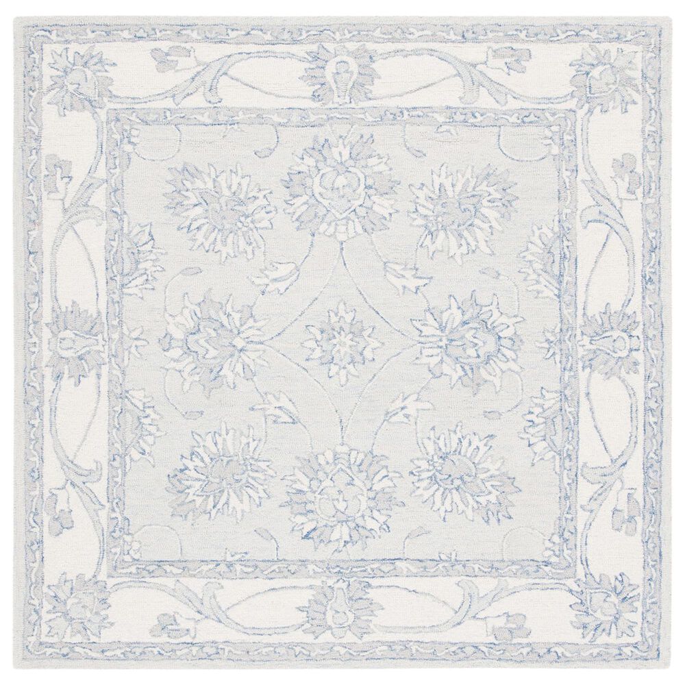 Safavieh Micro-Loop Traditional 5" Square Light Blue and Ivory Area Rug, , large