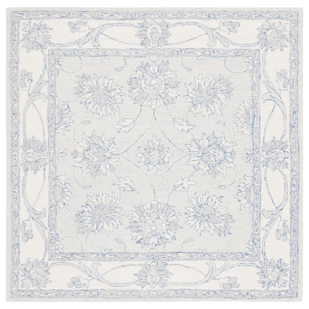 Safavieh Micro-Loop Traditional 5" Square Light Blue and Ivory Area Rug, , large