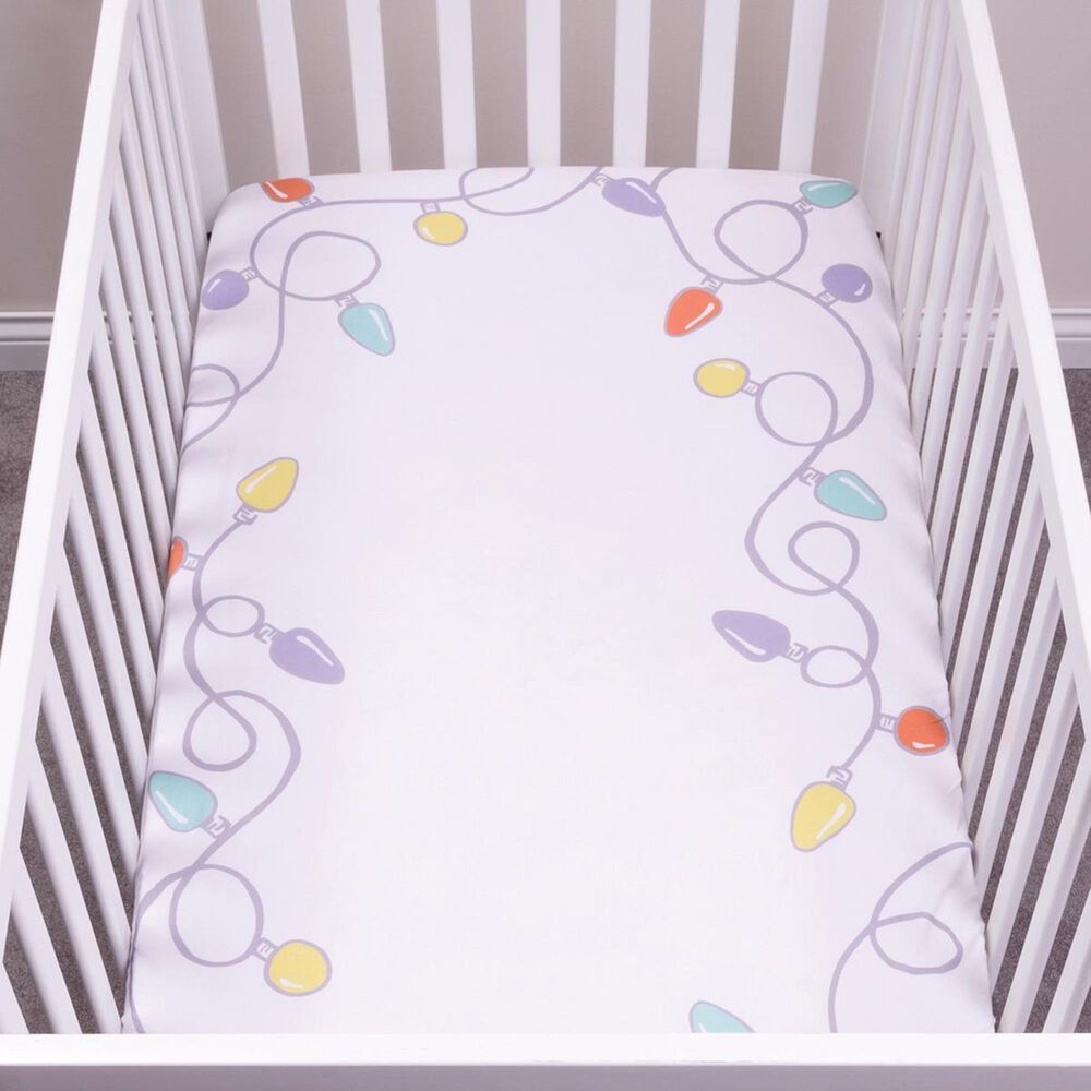 Trend Labs Holiday Lights Photo Op Fitted Crib Sheet in White, , large