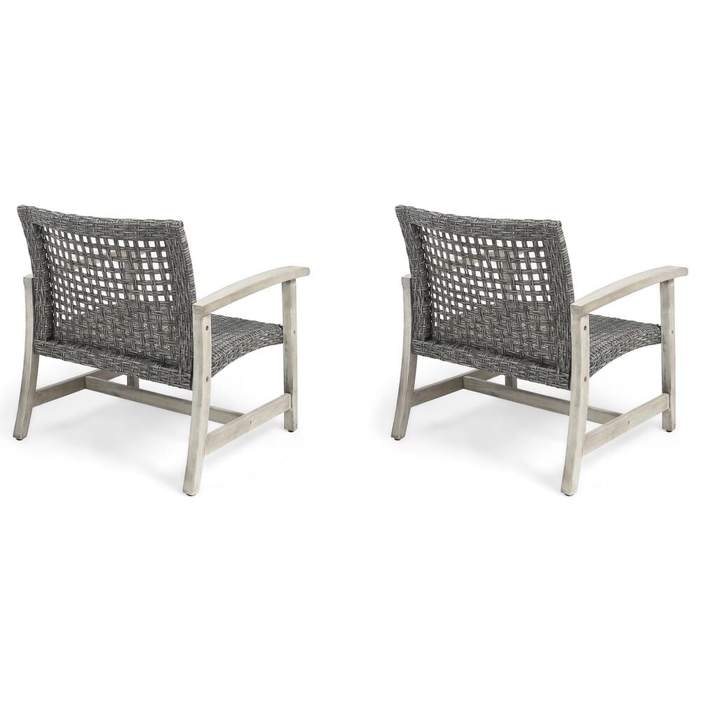 Hearth and Haven Hampton Outdoor Armchair with Wicker Seating in Black and Gray (Set of 2), , large