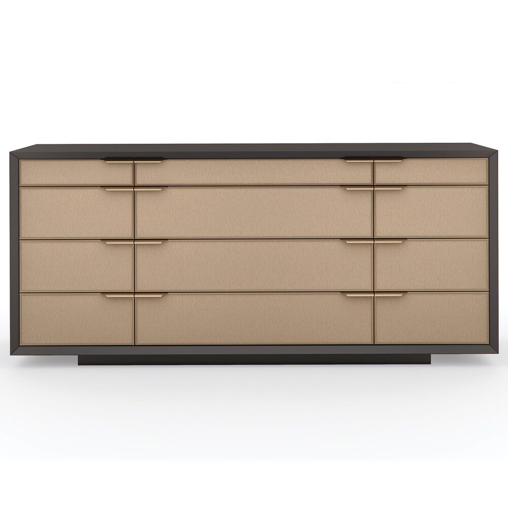 Schnadig Classic All Wrapped Up 12-Drawer Dresser in Dark Chocolate and Champagne Gold, , large