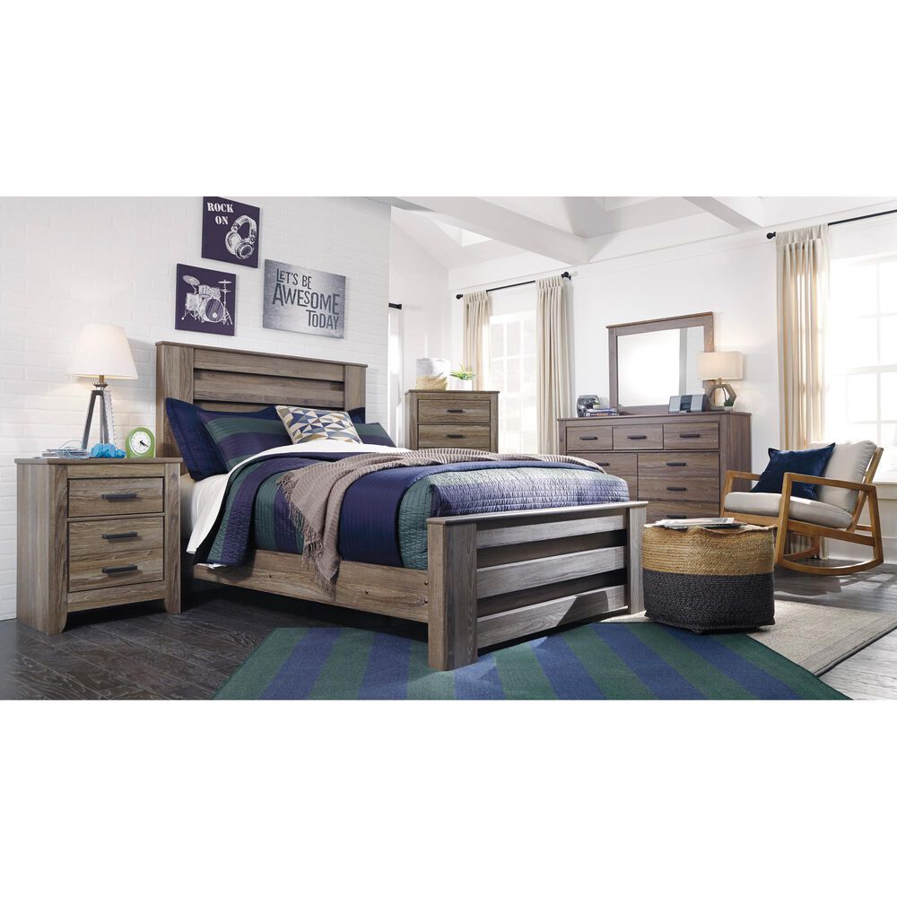 Signature Design by Ashley Zelen 2 Drawer Night Stand in Warm Gray