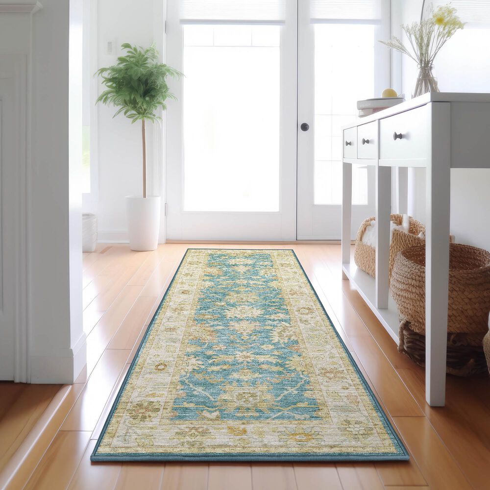 Dalyn Rug Company Hatay HY2 2&#39;3&quot; x 7&#39;6&quot; Teal Runner, , large