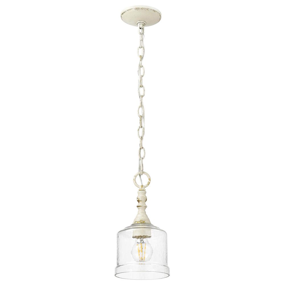 Golden Lighting Keating 1-Light Pendant with Hammered Water Shade in Antique Ivory, , large