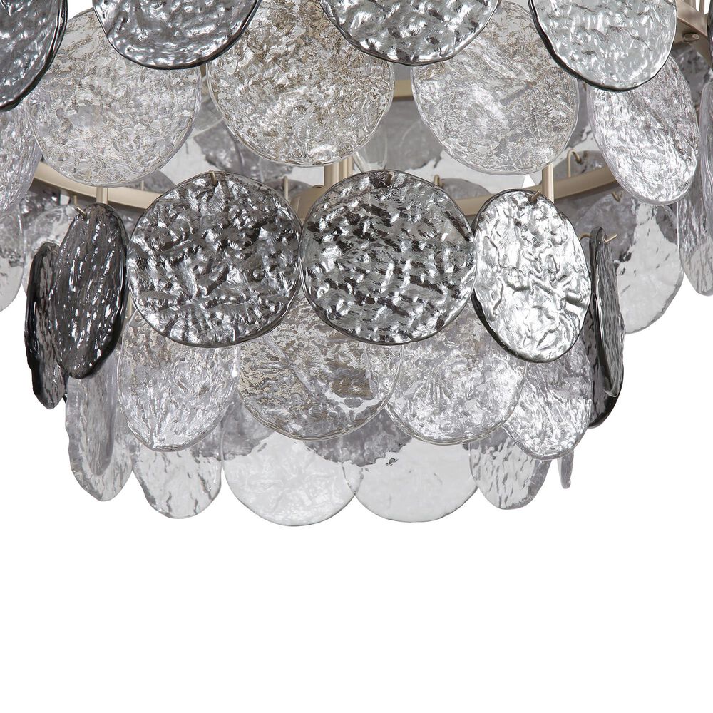 Golden Lighting Cascada 3-Tier 13-Light Pendant with Smoke Plated Glass Shade in Aegean Silver, , large