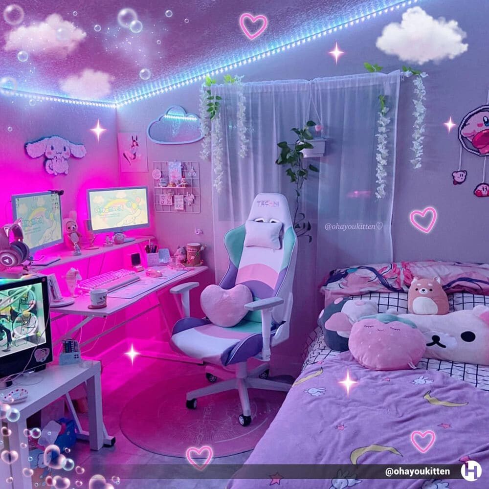Techni Sport Kawaii Gaming Chair in Purple, Pink, Teal and White, , large