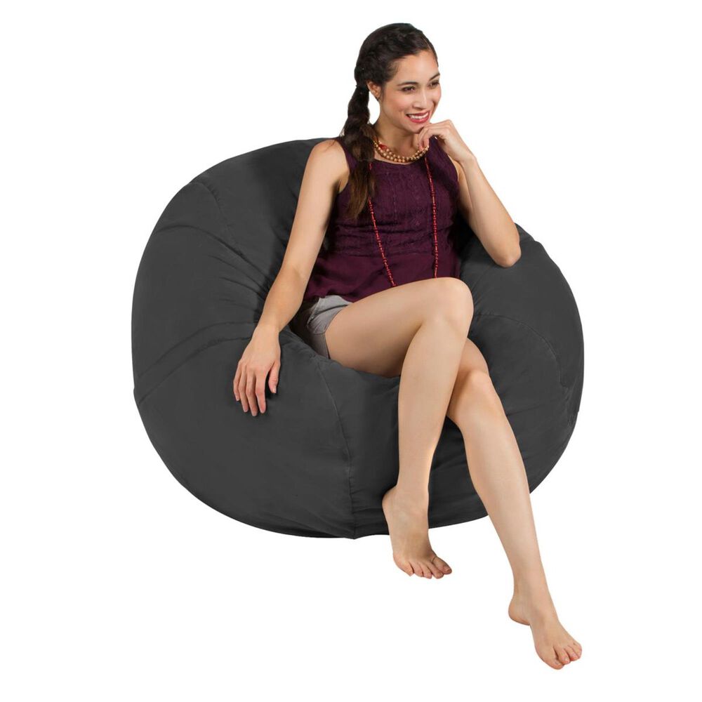 Jaxx 4&#39; Round Bean Bag with Removable Cover in Charcoal, , large