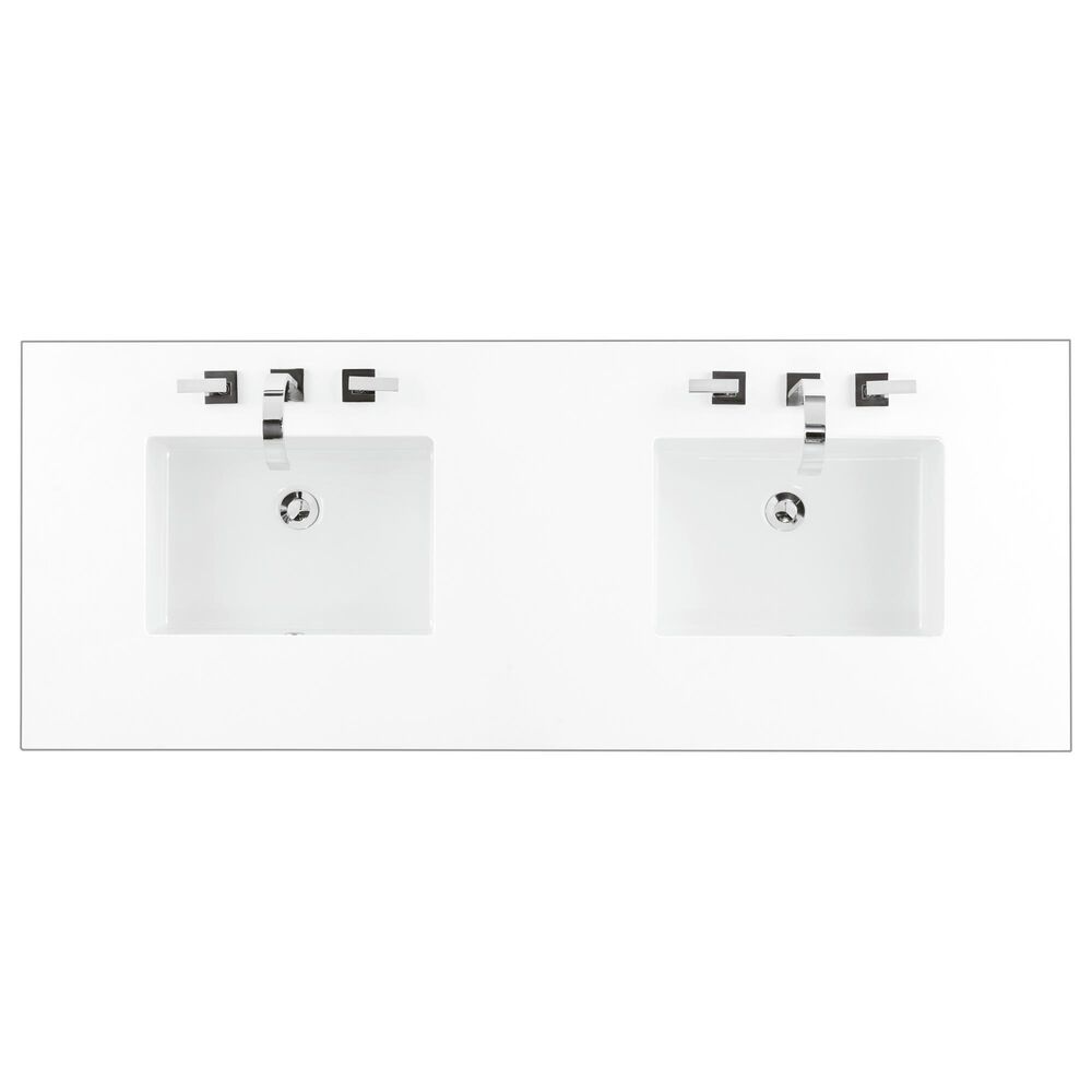 James Martin Vanities Hudson 60&quot; Double Bathroom Vanity in Light Natural Oak with 3 cm White Zeus Quartz Top and Rectangular Sinks, , large