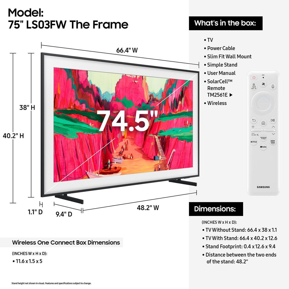 Samsung 75&quot; Class LS03F The Frame Pro QLED 4K in Black - AI Smart TV, , large