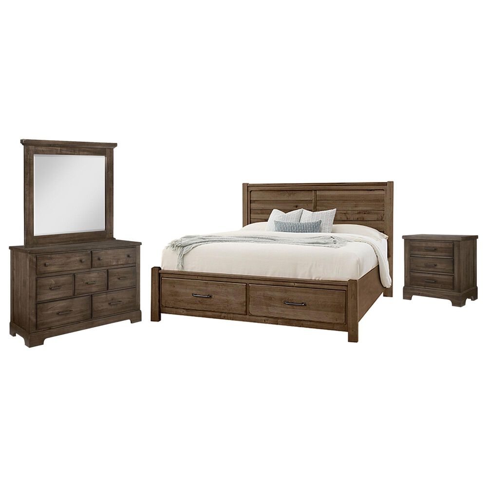 Viceray Collections Cool Rustic 4-Piece Queen Plank Bedroom Set with Storage in Mink, , large