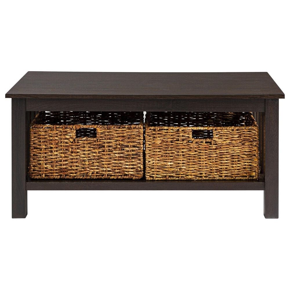 Walker Edison Mission Storage Coffee Table with Baskets in Espresso, , large