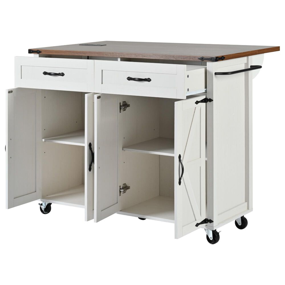 HOMLUX 53.5''Farmhouse Kitchen Island in White, , large