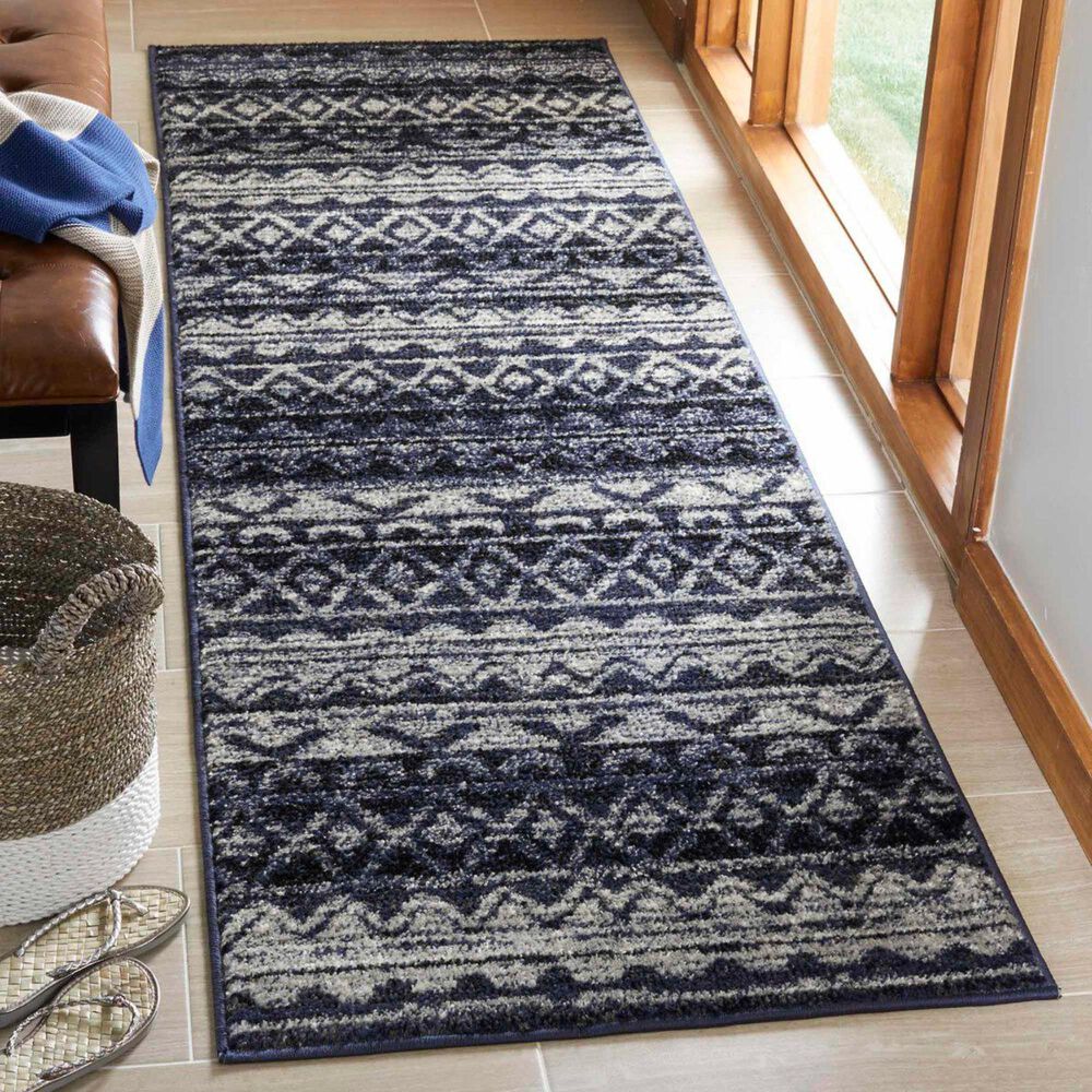Safavieh Adirondack ADR119M 2"6" x 8" Ivory and Navy Runner, , large
