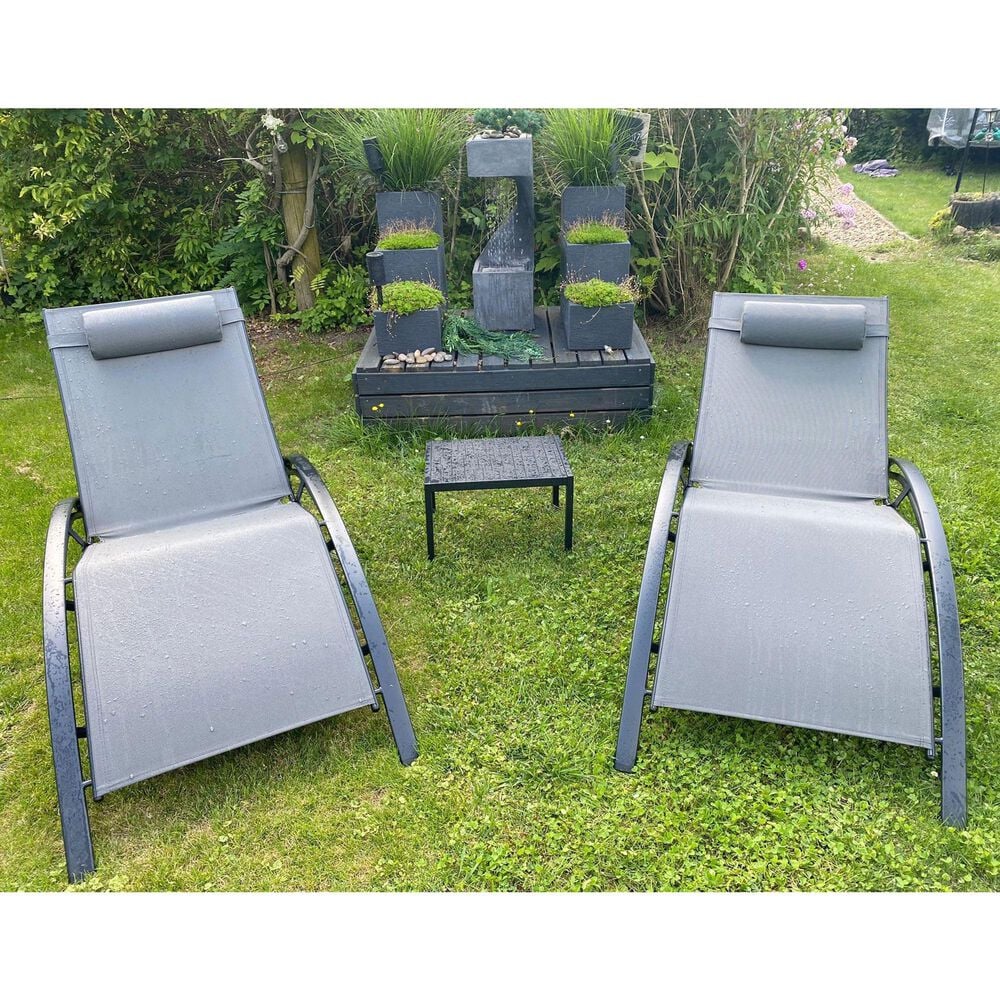 HOMLUX 3-Piece Oversized Patio Chaise Lounge Set in Grey, , large