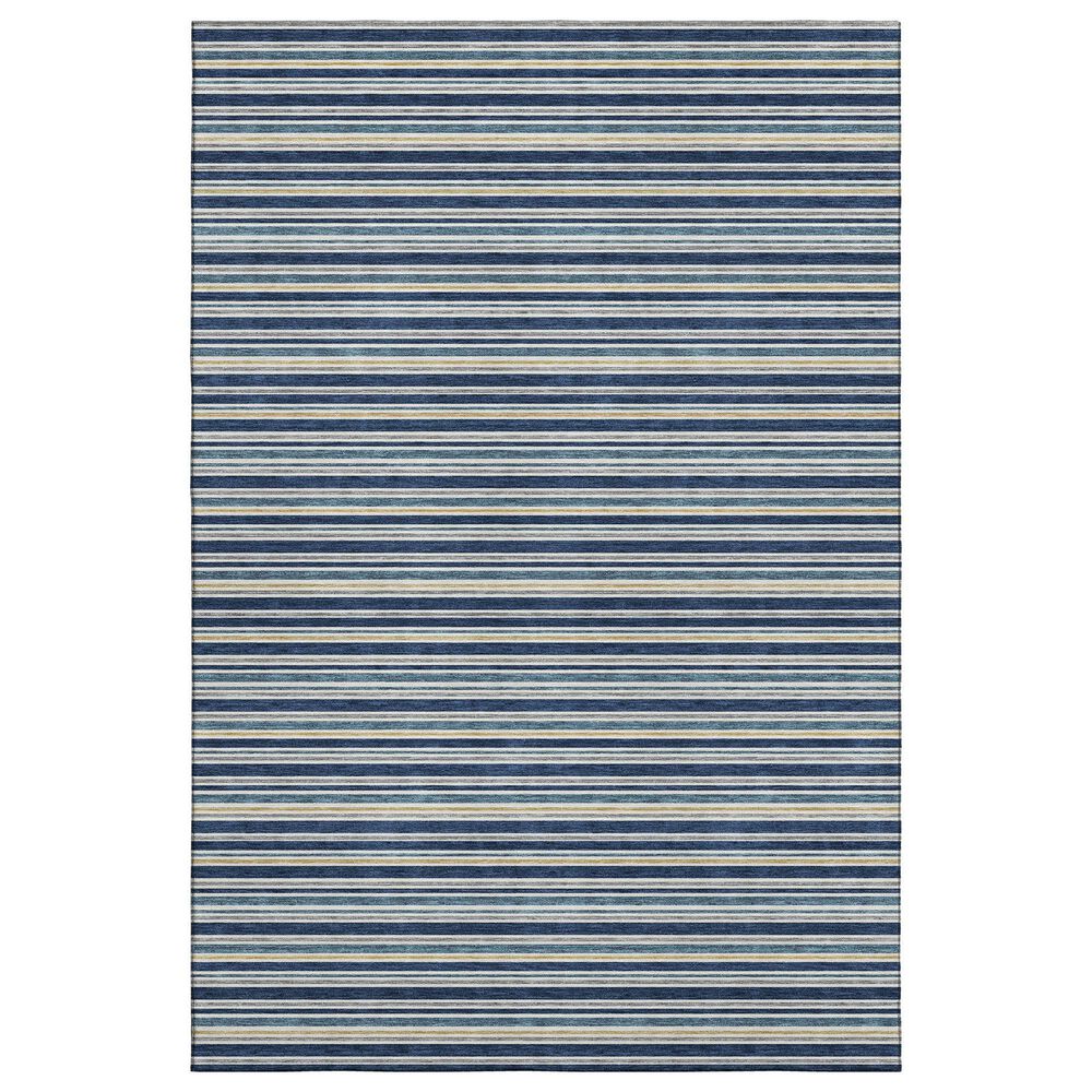 Dalyn Rug Company Soft Essentials Striped Navy 3" x 5" Indoor/Outdoor Area Rug, , large