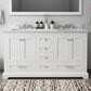 Lexora Home Dukes 60" Double Bathroom Vanity in White with 2 cm White Carrara Marble Top and Rectangular Sinks, , large