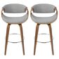 LumiSource Curvini 30" Swivel Barstool with Grey Upholstery in Walnut and Chrome (Set of 2), , large