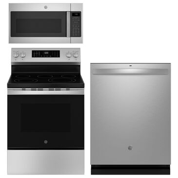 GE Appliances 3-Piece Kitchen Package with 30" Electric Range and 1.9 Cu. Ft. Microwave Oven in Stainless Steel, , large