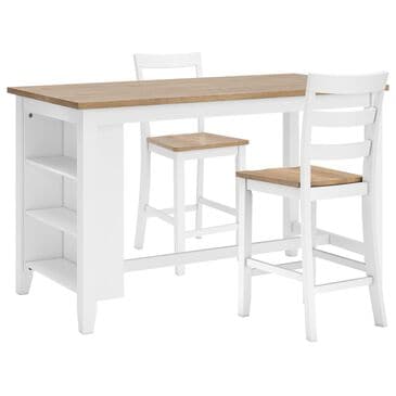 Ashley Gesthaven 3-Piece Counter Height Dining Set in Natural and White, , large