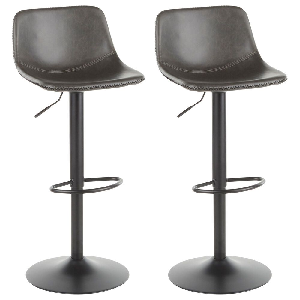 Lumisource Duke Adjustable Barstool in Grey and Black (Set of 2), , large