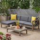 Hearth and Haven Alcove 5-Piece Outdoor L-Shape Sectional Set with Dark Grey Cushion in Teak, , large